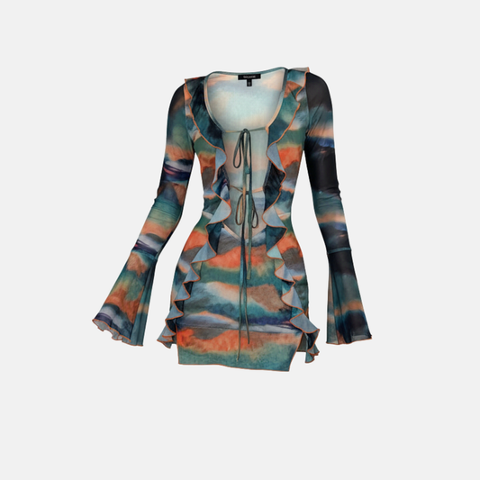 Midnight Mirage Ruffle Dress